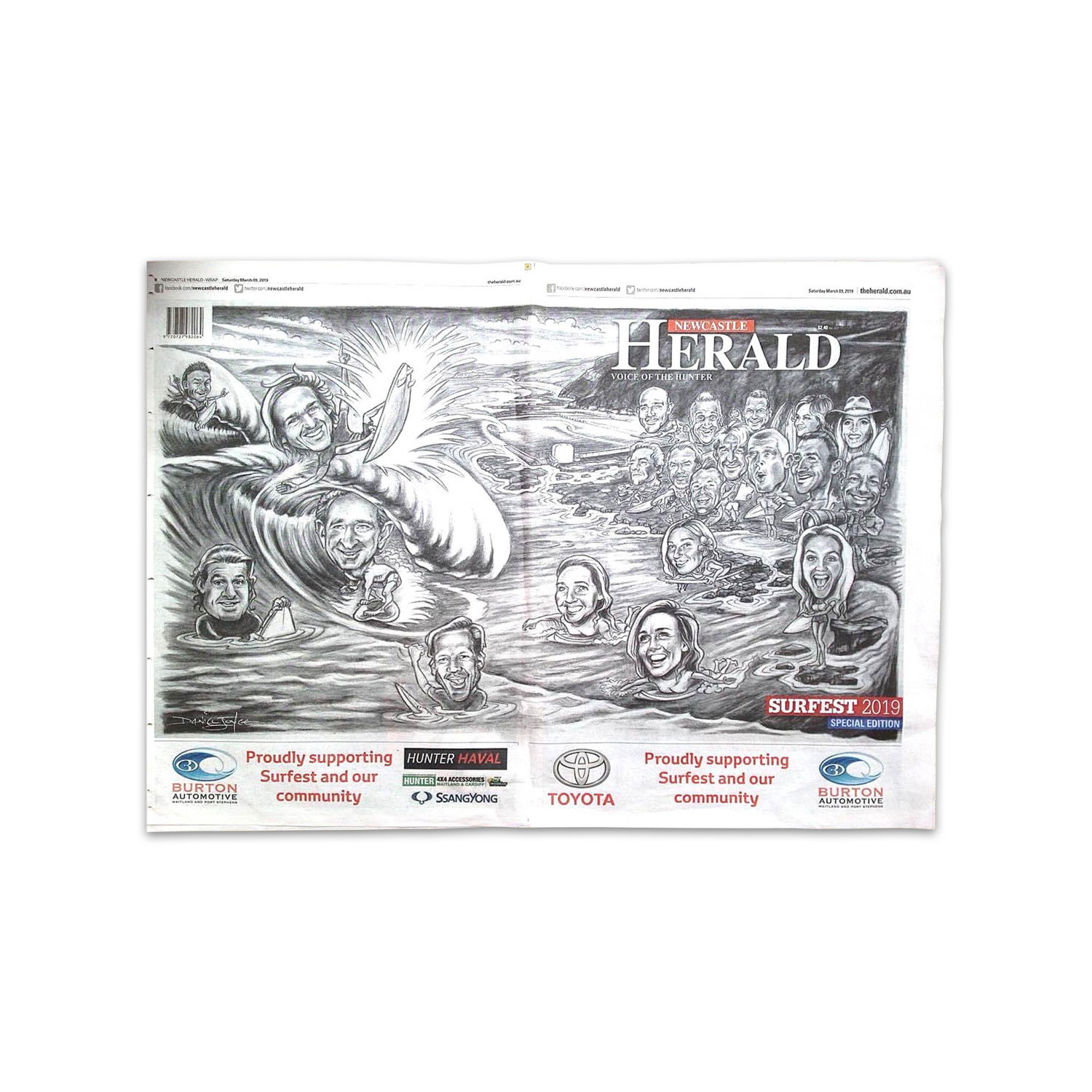 Newcastle Herald Cover art Surfest Special Edition 2019